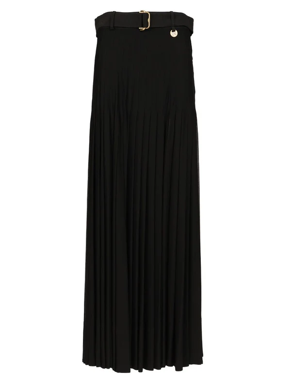 Belted Pleated Skirt