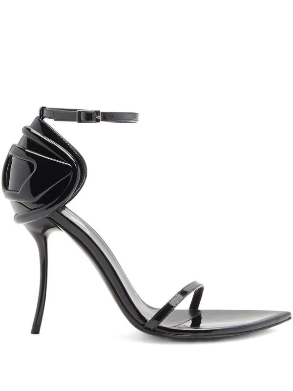 Logo Leather Anklet Sandal Heel