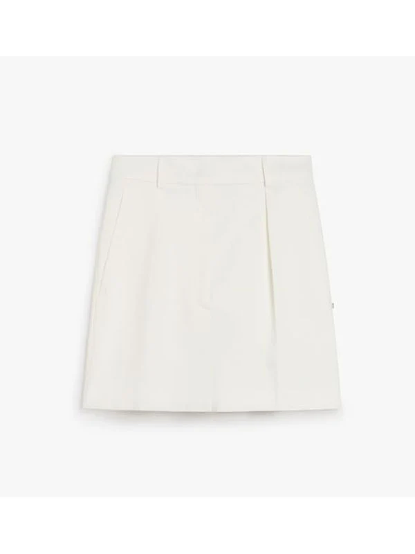 Front Pleats Cotton Blend Shorts