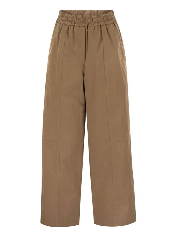 Banding Gathering Detail Cotton Pants