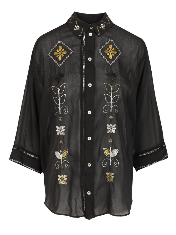 Geometric Embroidered Short-sleeve Shirt