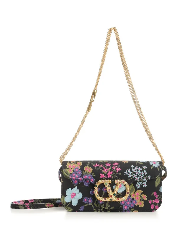 LOCO Floral Pattern Silk Shoulder Bag