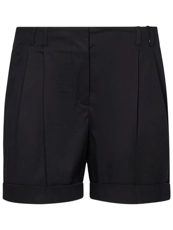 Pintuck Detail Cotton Shorts