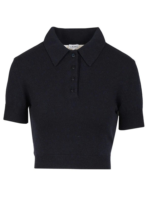 Open-Back Wool-Cashmere Polo Shirt