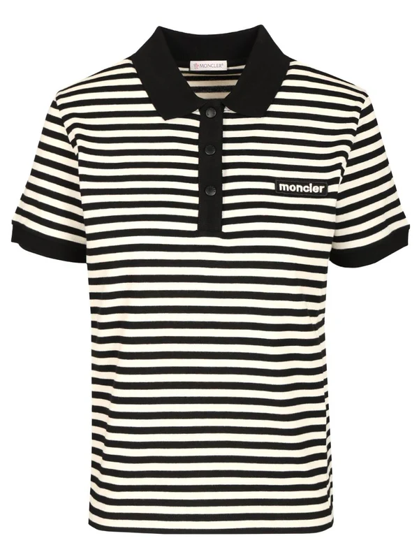 Logo Patch Striped Polo Shirt