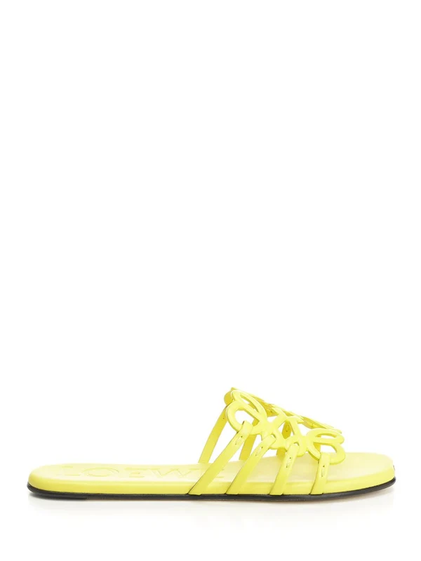 PETAL Flat Leather Slides