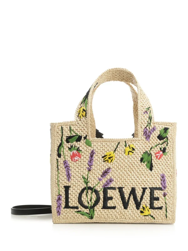 LOEWE Font Small Raffia Tote Bag