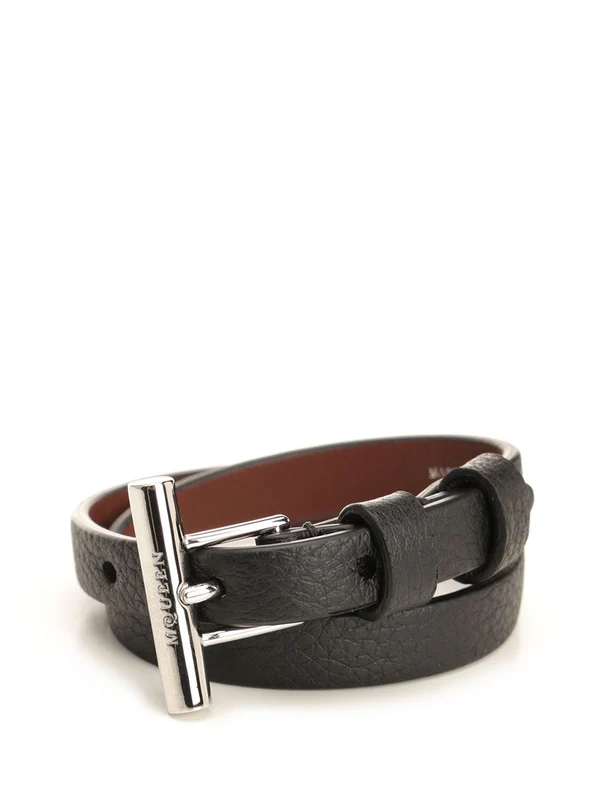 Alexander Mcqueen Black Leather Belts