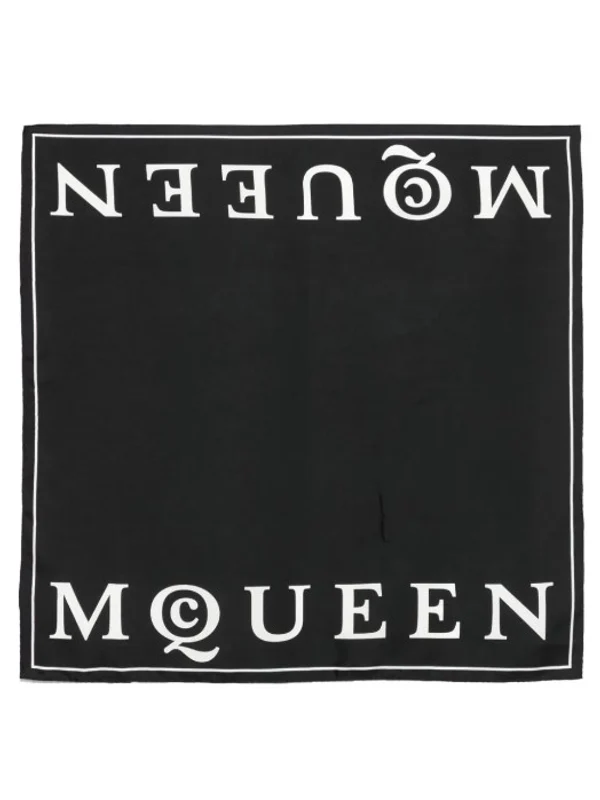Alexander Mcqueen Black Silk Mufflers