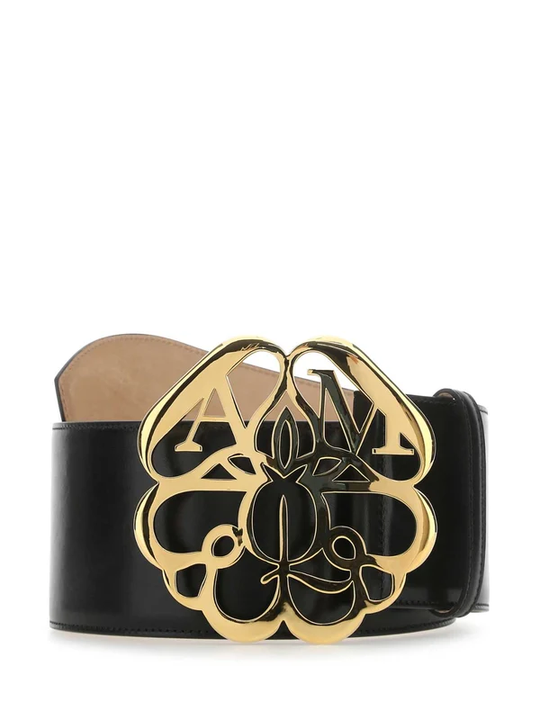Alexander Mcqueen Black Leather Belts