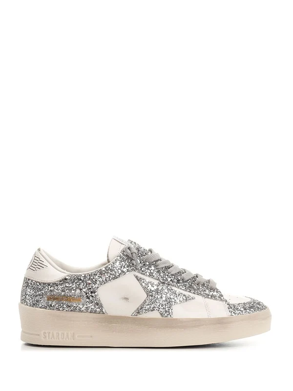 Golden Goose Silver White Low Top Sneakers
