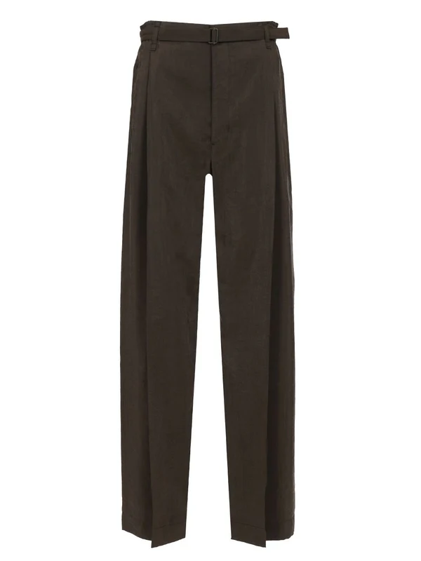 Lemaire Belted Relaxed Brown Trousers