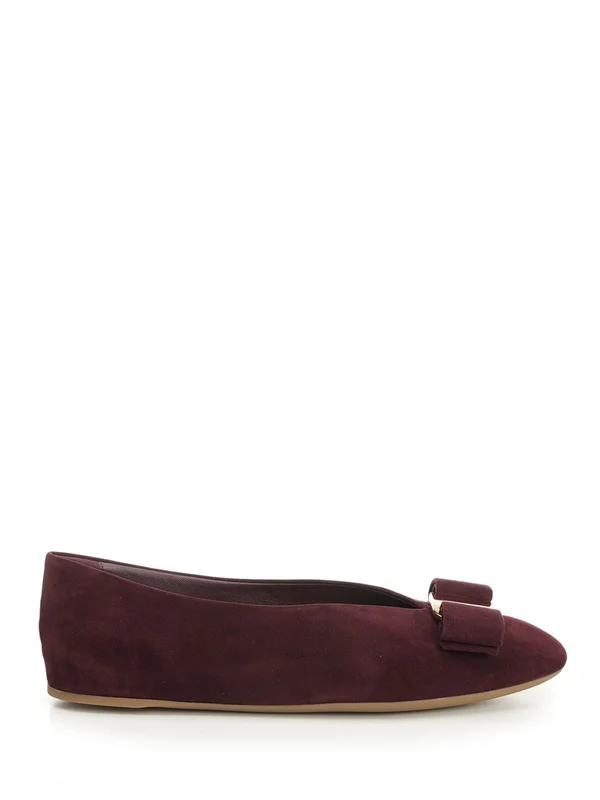 Ferragamo Burgundy Flat Shoes
