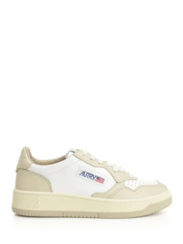 Autry Beige White Low Top Sneakers