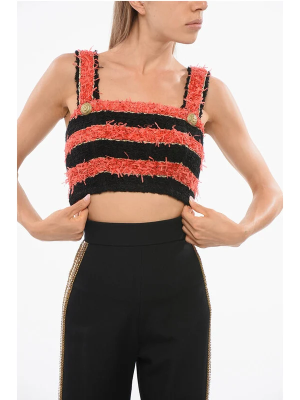 Balmain Orange Black Sleeveless