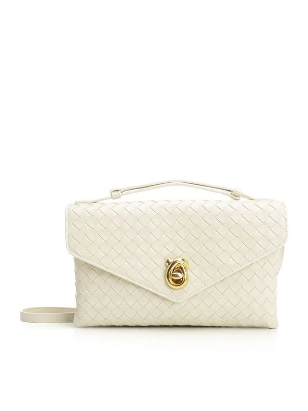 Bottega Veneta Brass Lock White Crossbody & Shoulder Bags