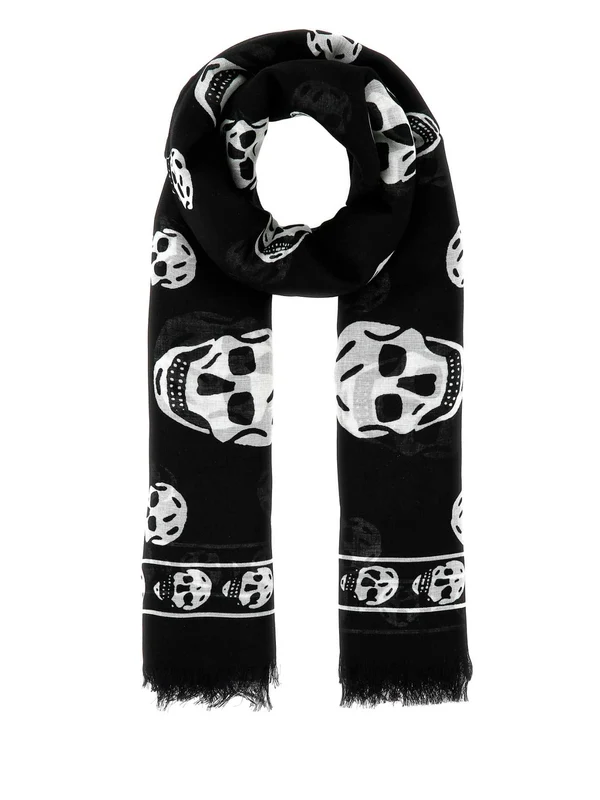 Alexander Mcqueen Black Wool Mufflers