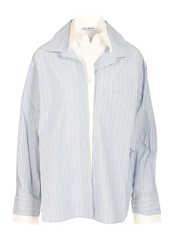 Acne Studios Layered Button Up Blue Shirt