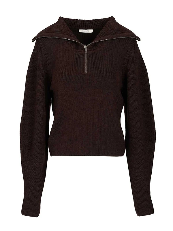 Lemaire Zip Collar Brown Knit