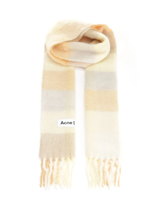 Acne Studios Beige Checked Wool Mufflers