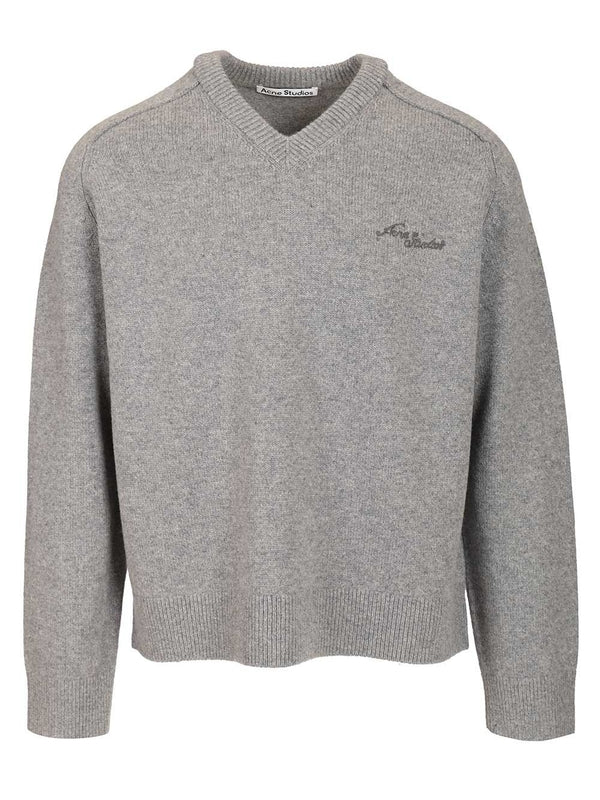 Wool V-neck Grey Sweater