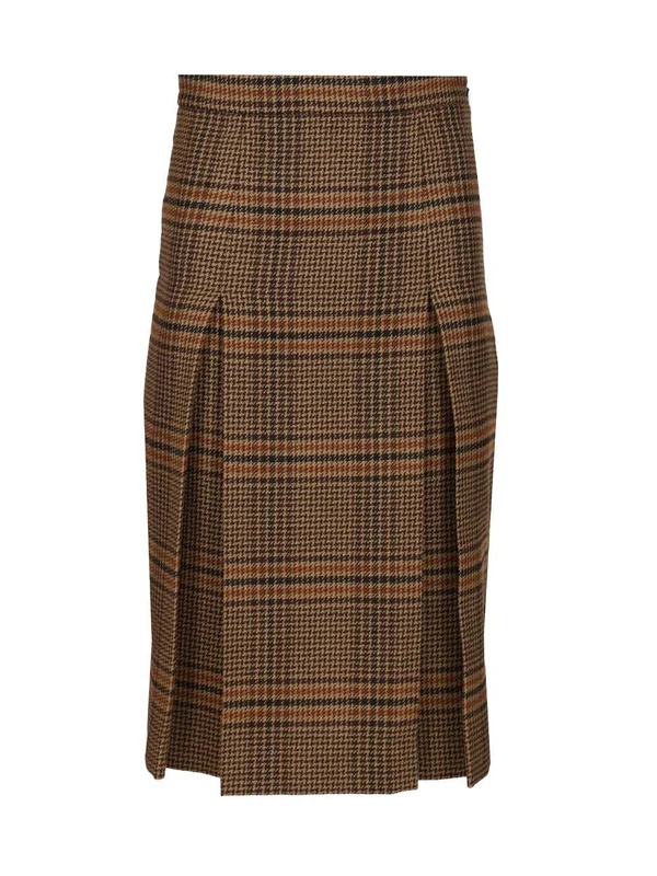 Saint Laurent Brown Checked Skirts