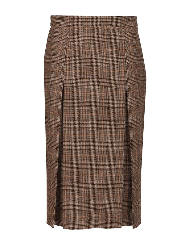 Saint Laurent Brown Checked Skirts