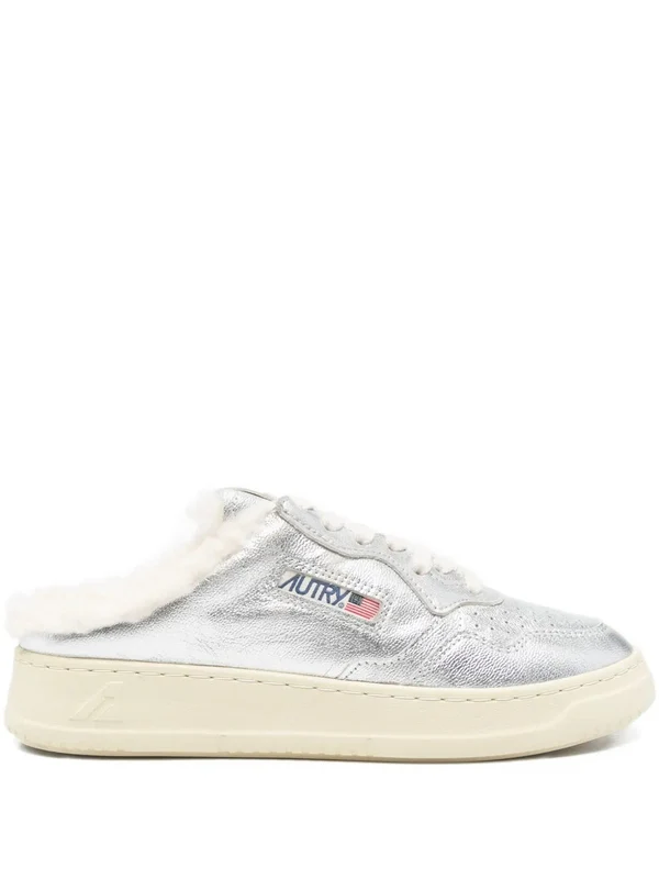Autry Metallic Silver Low Top Sneakers