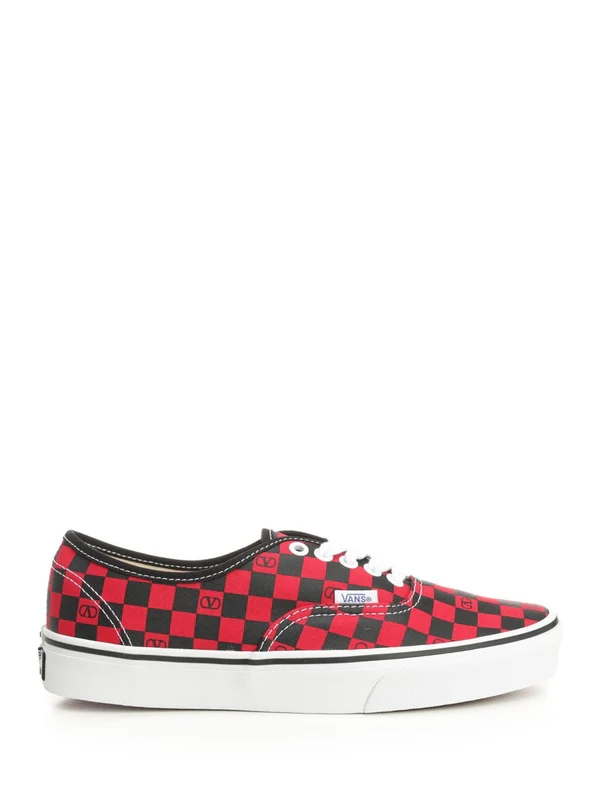 Valentino Red Checked Low Top Sneakers