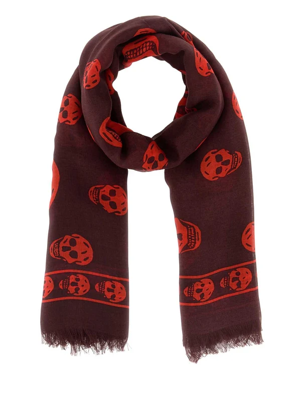 Alexander Mcqueen Burgundy Wool Mufflers