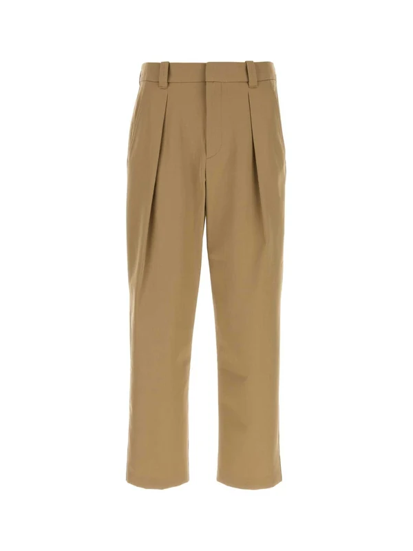 Beige Pintuck Pants