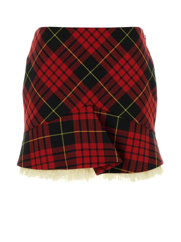 Alexander Mcqueen Red Checked Skirts