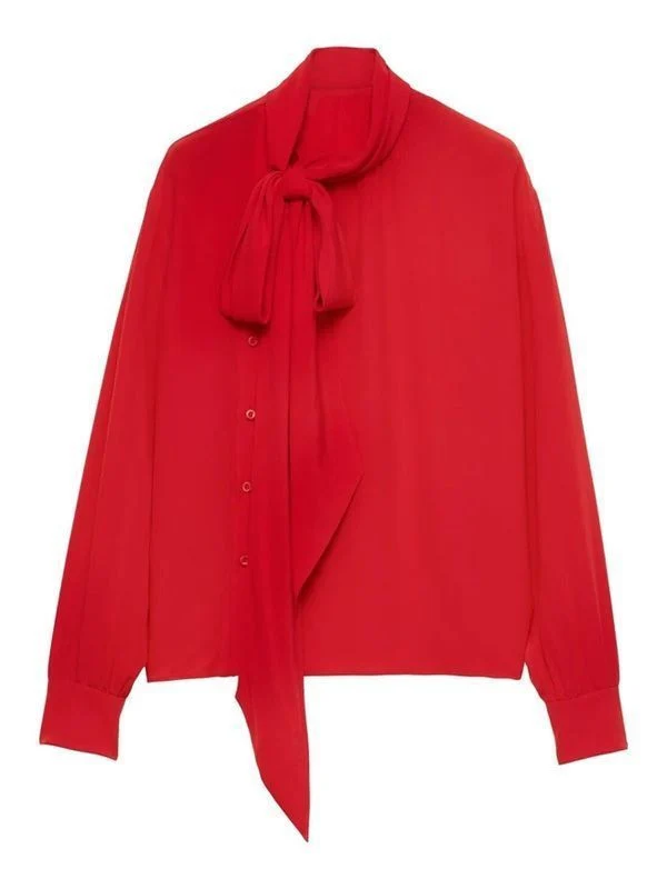 Scarf Neck Silk Blouse