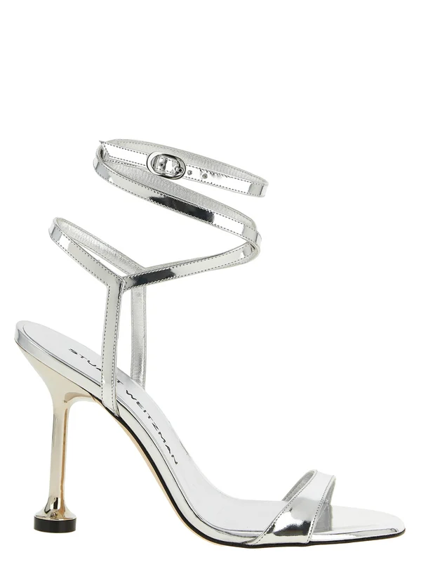 Stuart Weitzman Silver Sandal Heels