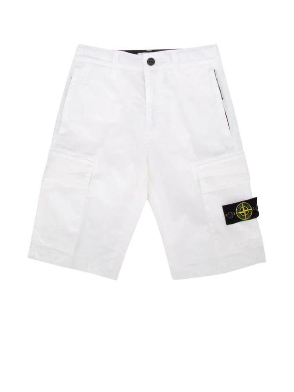 Stone Island Kids White Shorts