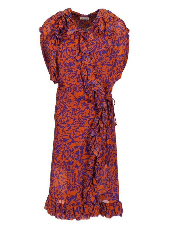Dries Van Noten Orange Blue Mini Dress
