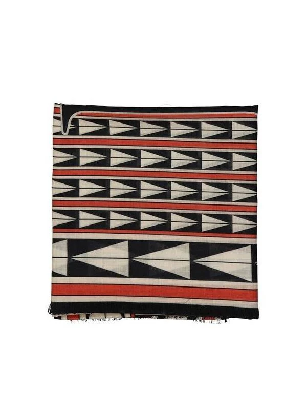 Pattern Fringe Detail Wool Muffler