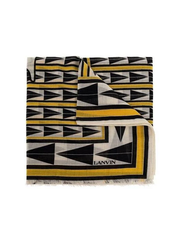 Pattern Fringe Detail Wool Muffler