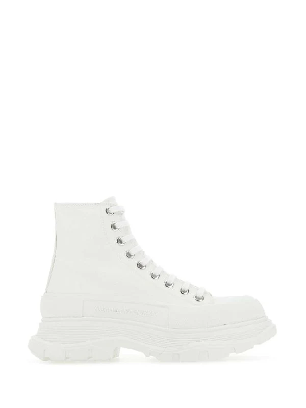 White Canvas Tread Slick Sneakers