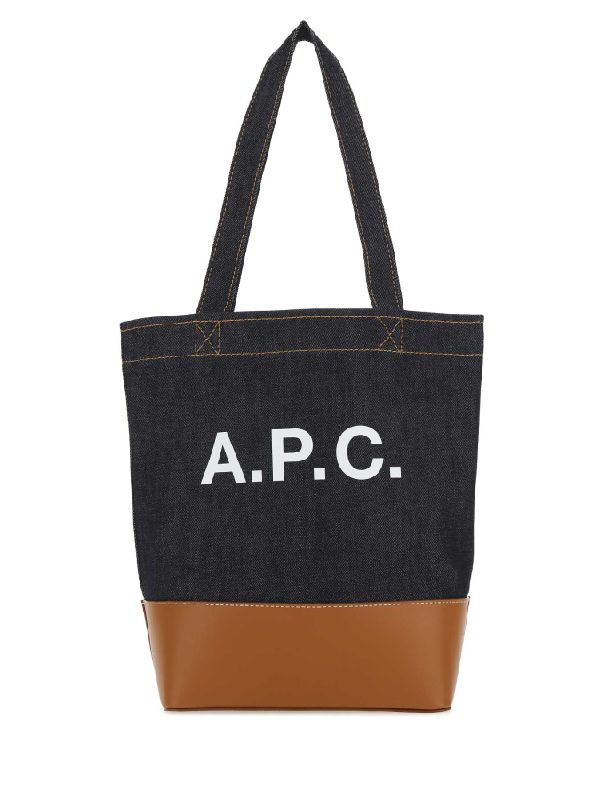 Axel Logo Printing Denim Leather Tote Bag