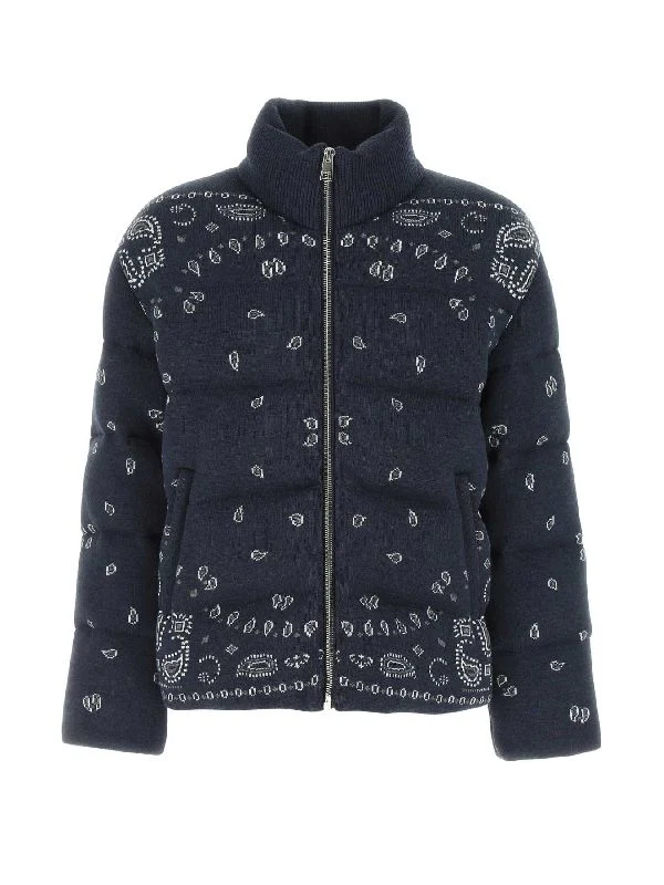Bandana Pattern High Neck Padded Jacket
