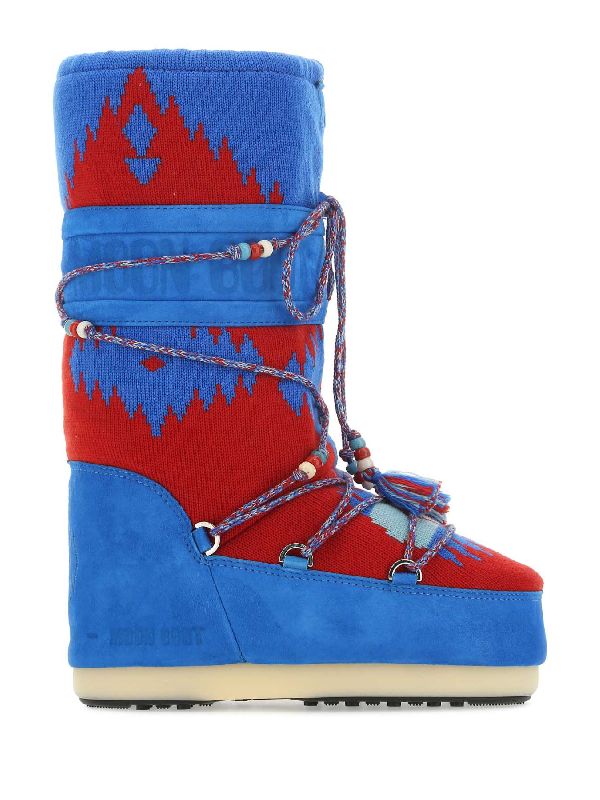 Icon Pattern Lace Up Moon Boots